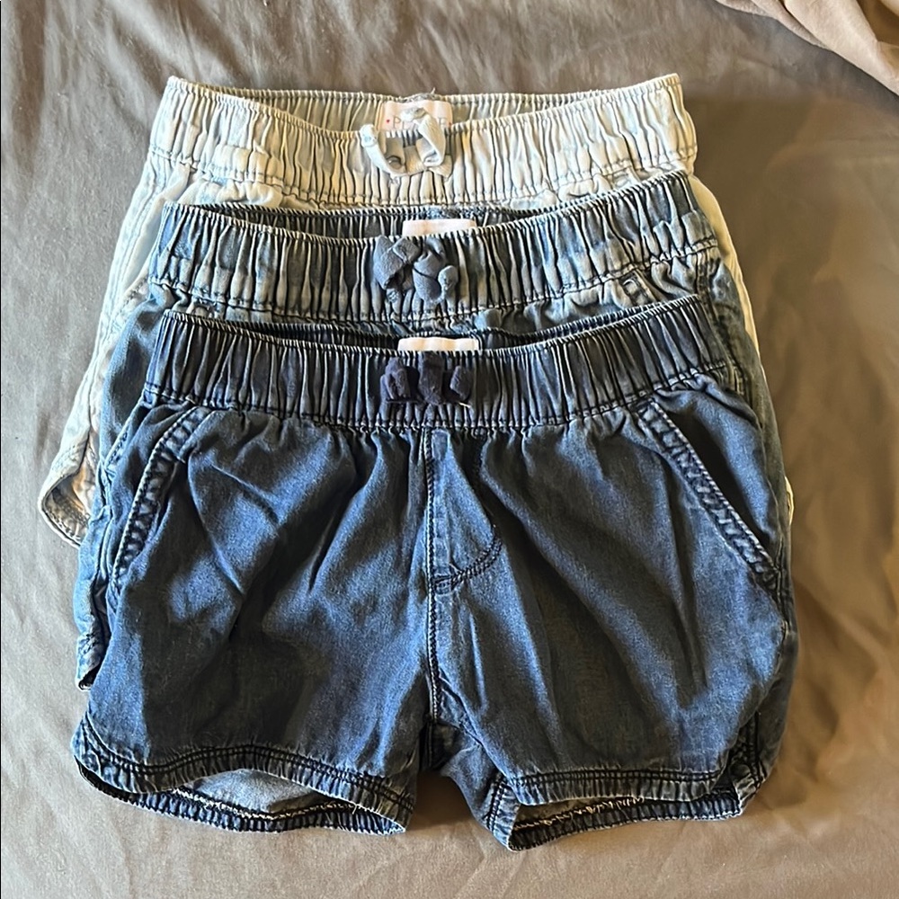 Set of Three Denim and Light Blue Shorts